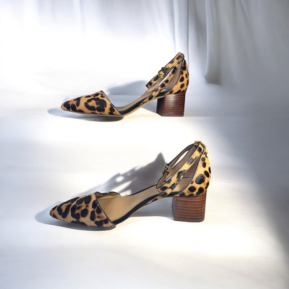 Gibson Latimer Calf Hair Leopard Block Heel Shoes | Size 6.5M | Ankle Strap - Picture 9 of 9